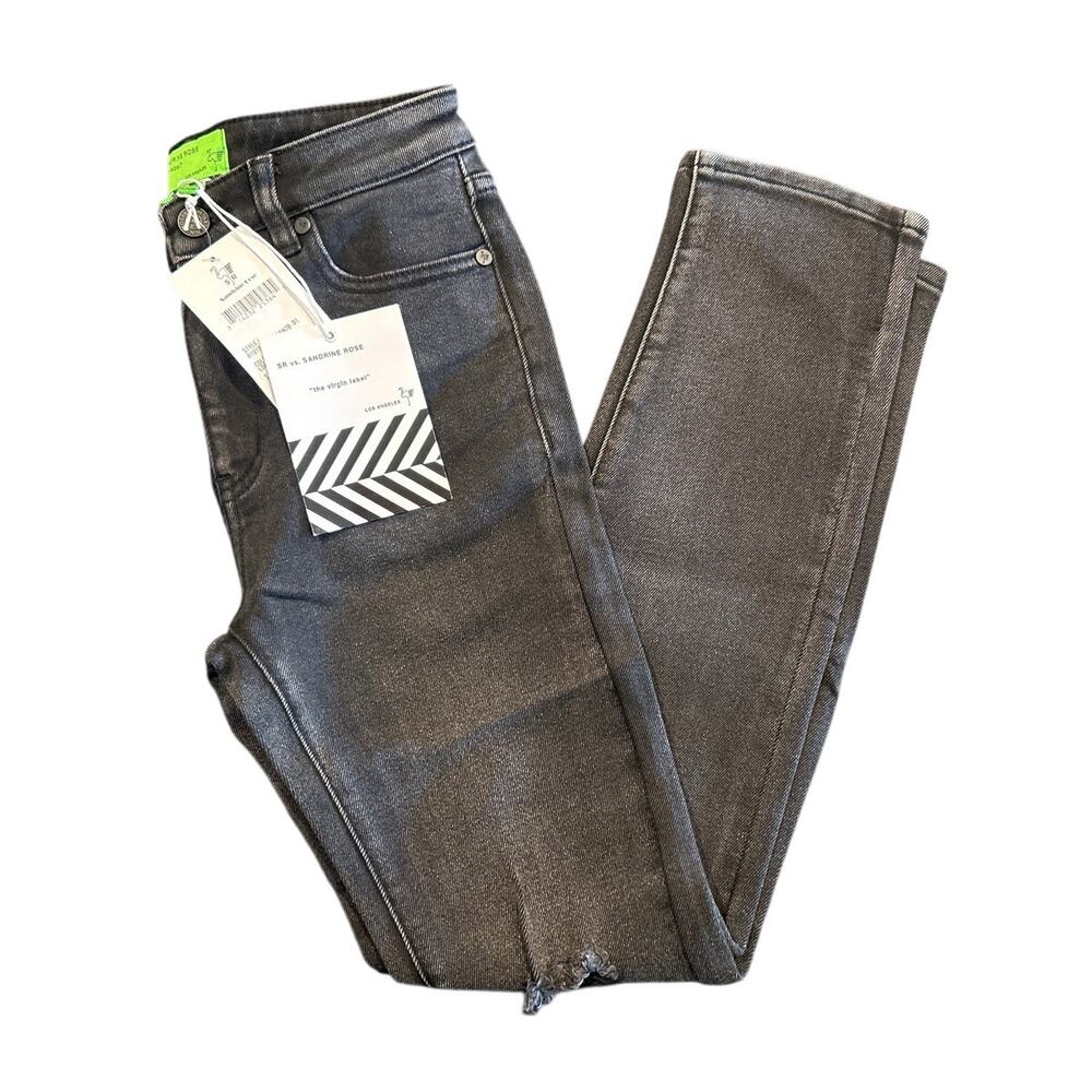 NWT Sandrine Rose Distressed Black Skinny Jeans Women's Size 24